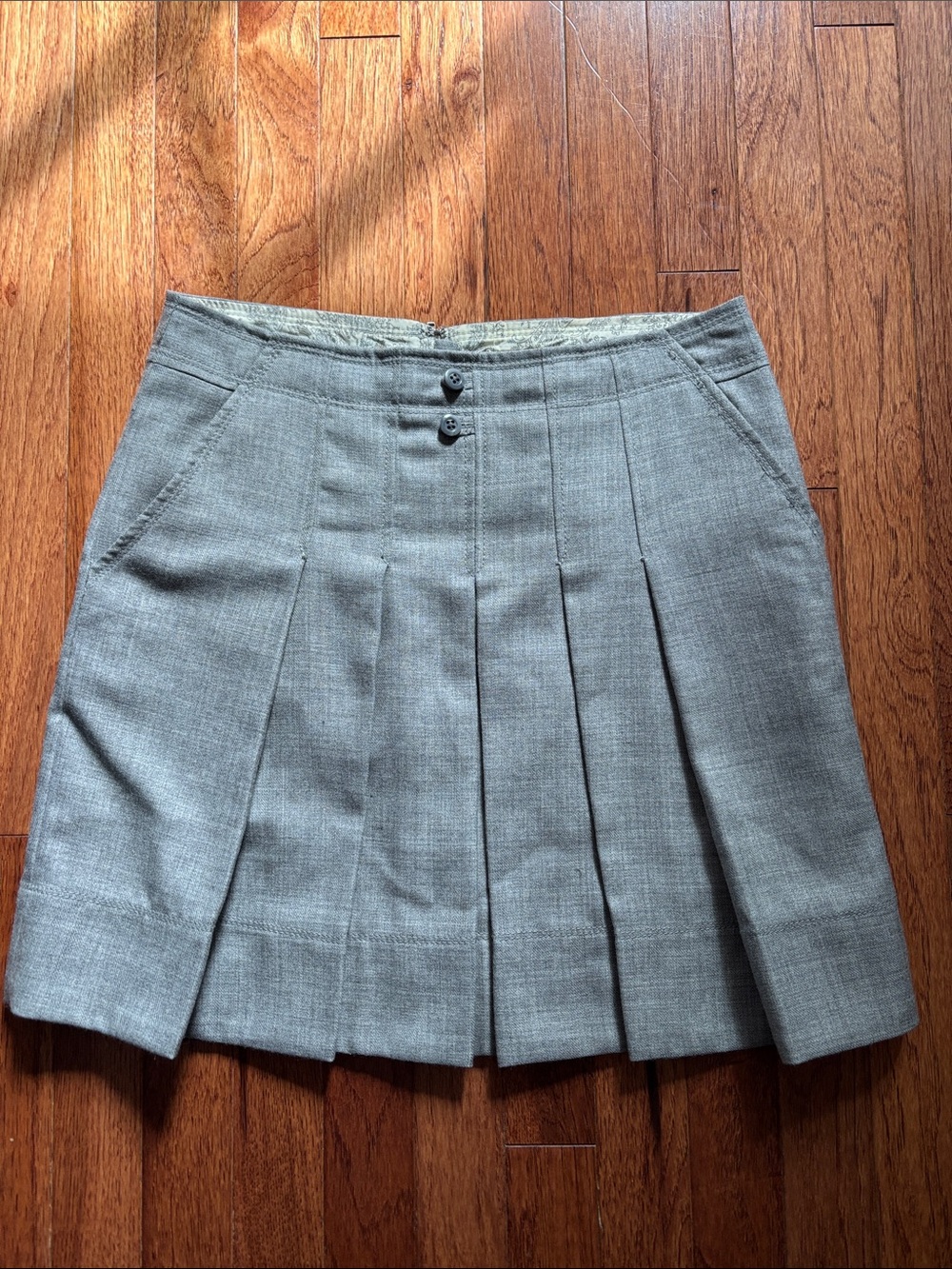 elevenses Anthropologie Pleated Mini Skirt in Light Gray